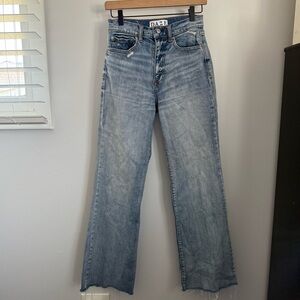 Daze 27 Far Out High Rise Wide Leg Jeans Organic Cotton Stone Light Wash Cut Off